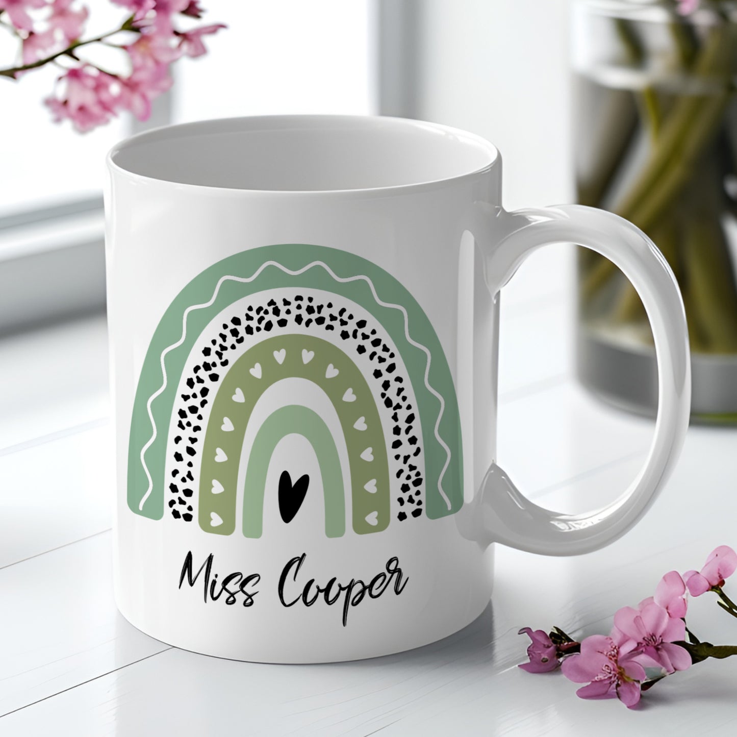 PERSONALISED BOHO RAINBOW TEACHER THANK YOU MUG MG051
