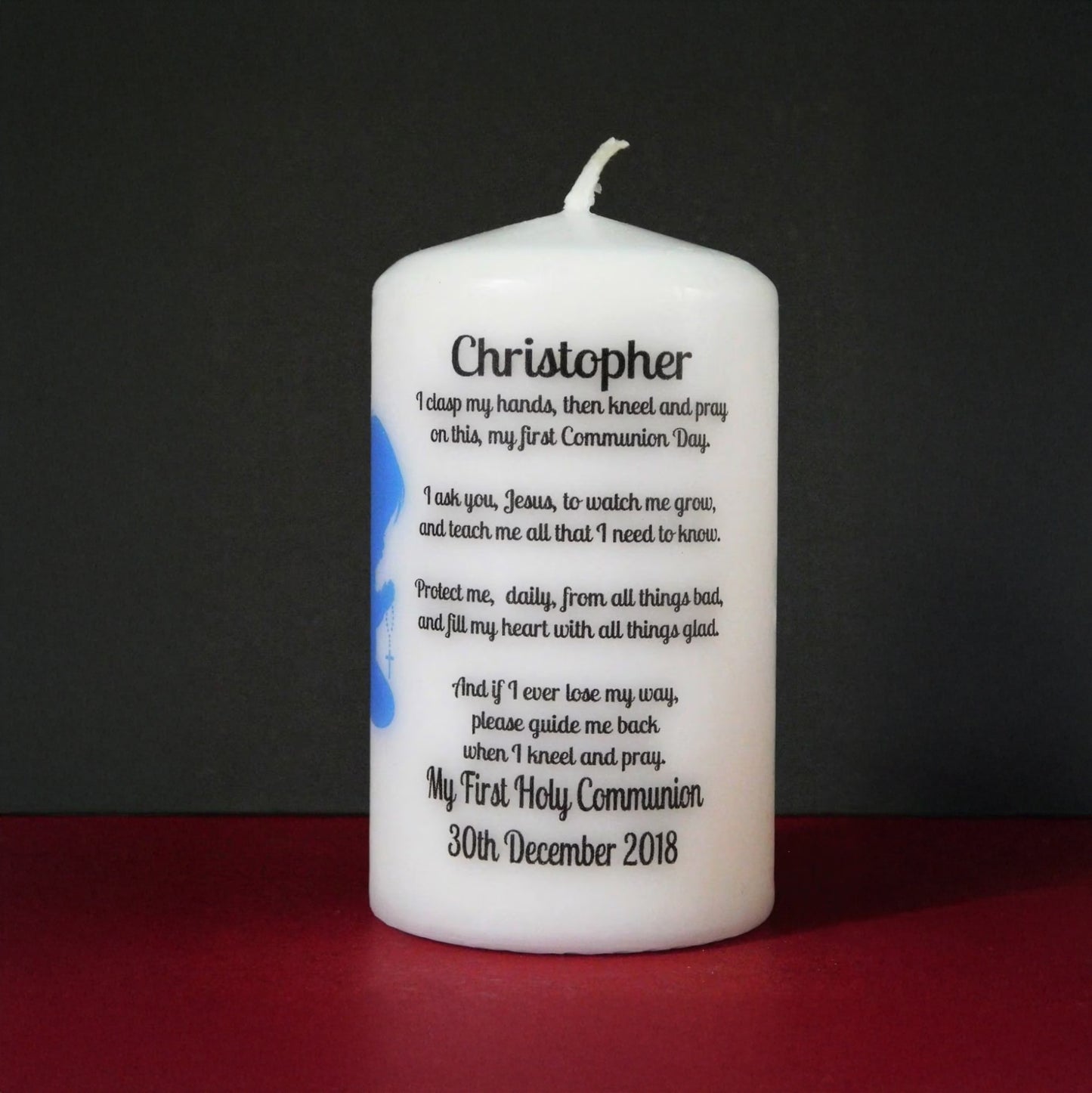 PERSONALISED 12CM HOLY COMMUNION CANDLE P013
