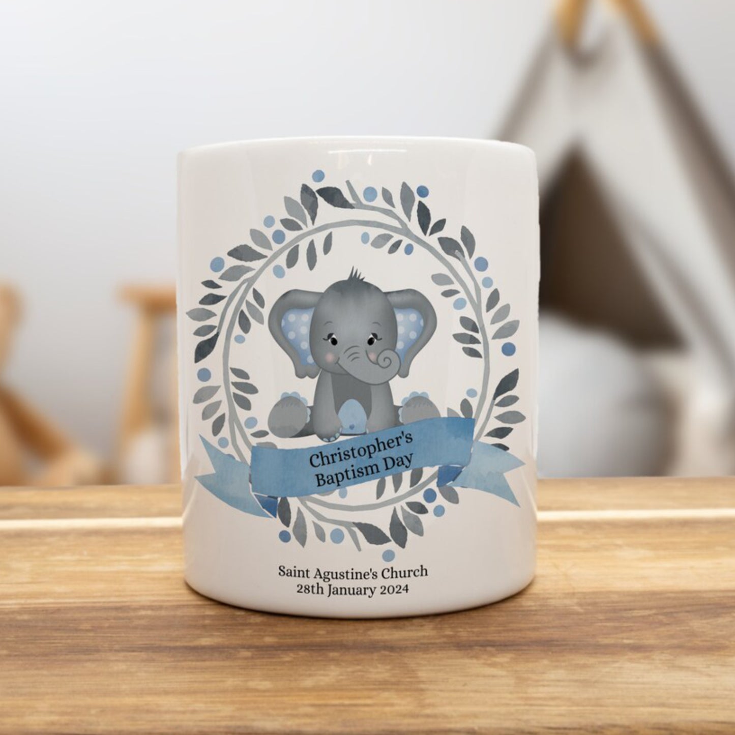 PERSONALISED ELEPHANT CHRISTENING MONEY BOX MB001