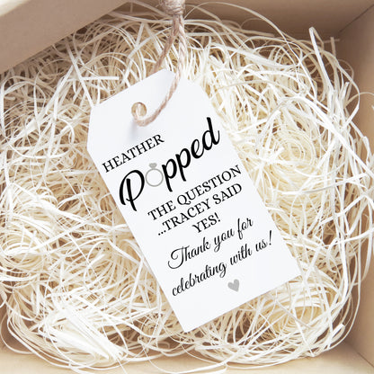 PERSONALISED PK10 POPPED THE QUESTION TAGS WITH RIBBON T053