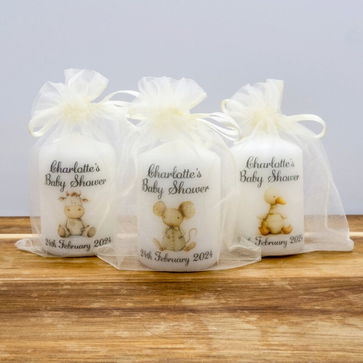 PERSONALISED PK10 6CM NEUTRAL ANIMAL BABY SHOWER CANDLES M005