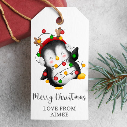 PERSONALISED PK10 CUTE PENGUIN CHRISTMAS TAGS T036