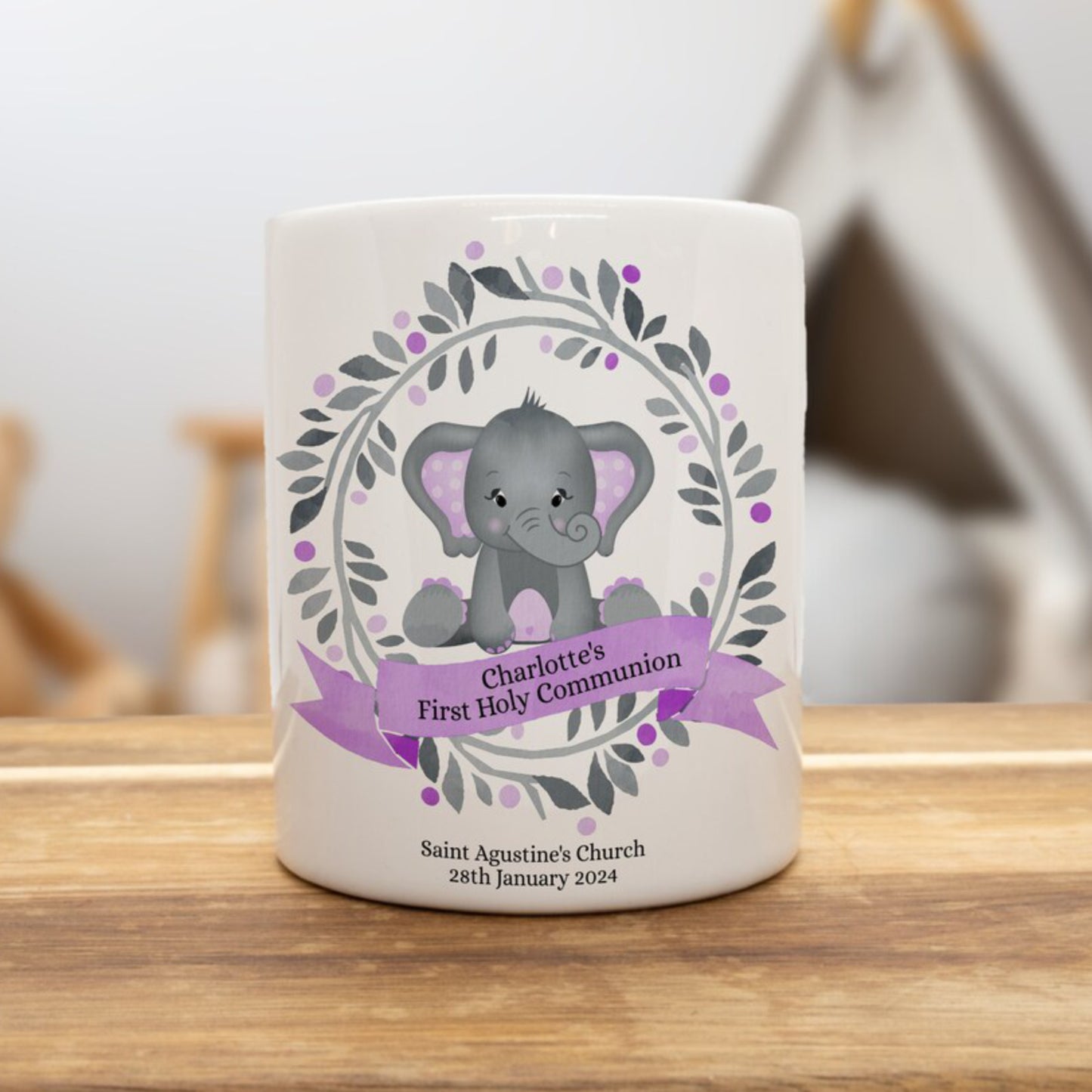 PERSONALISED ELEPHANT CHRISTENING MONEY BOX MB001