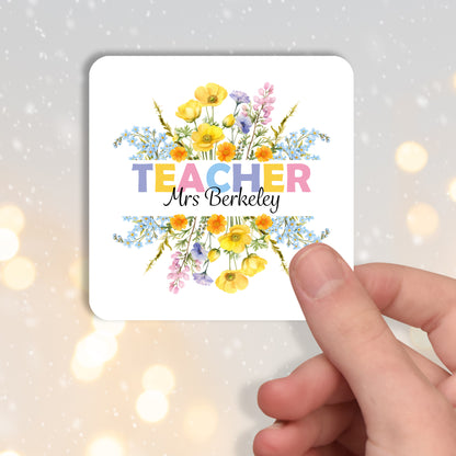 PERSONALISED FLORAL TEACHER MUG MUG AND COASTER MG057