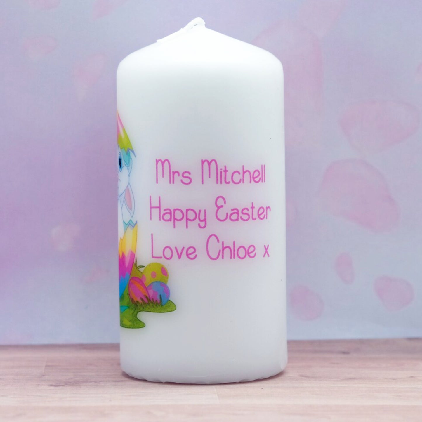 PERSONALISED EASTER CUTE BUNNY CANDLE P051