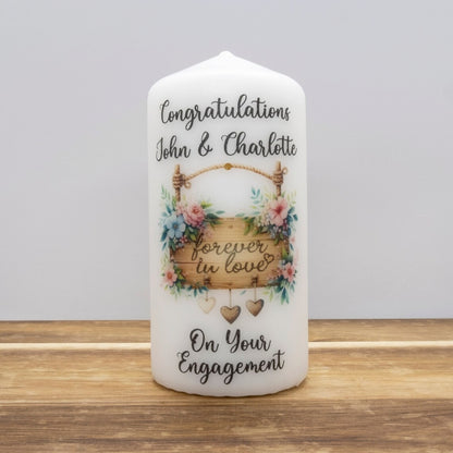PERSONALISED 12CM VINTAGE ENGAGEMENT CANDLE P005