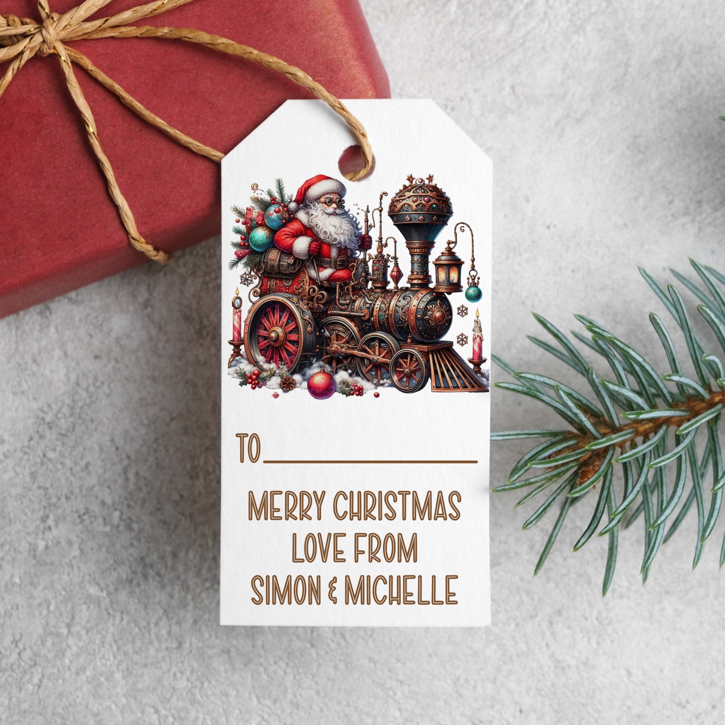 PERSONALISED STEAMPUNK CHRISTMAS TAGS (PK10)