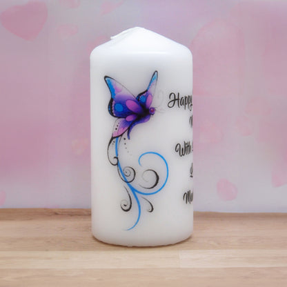 PERSONALISED BUTTERFLY CANDLE CHOICE OF 6 DESIGNS P015