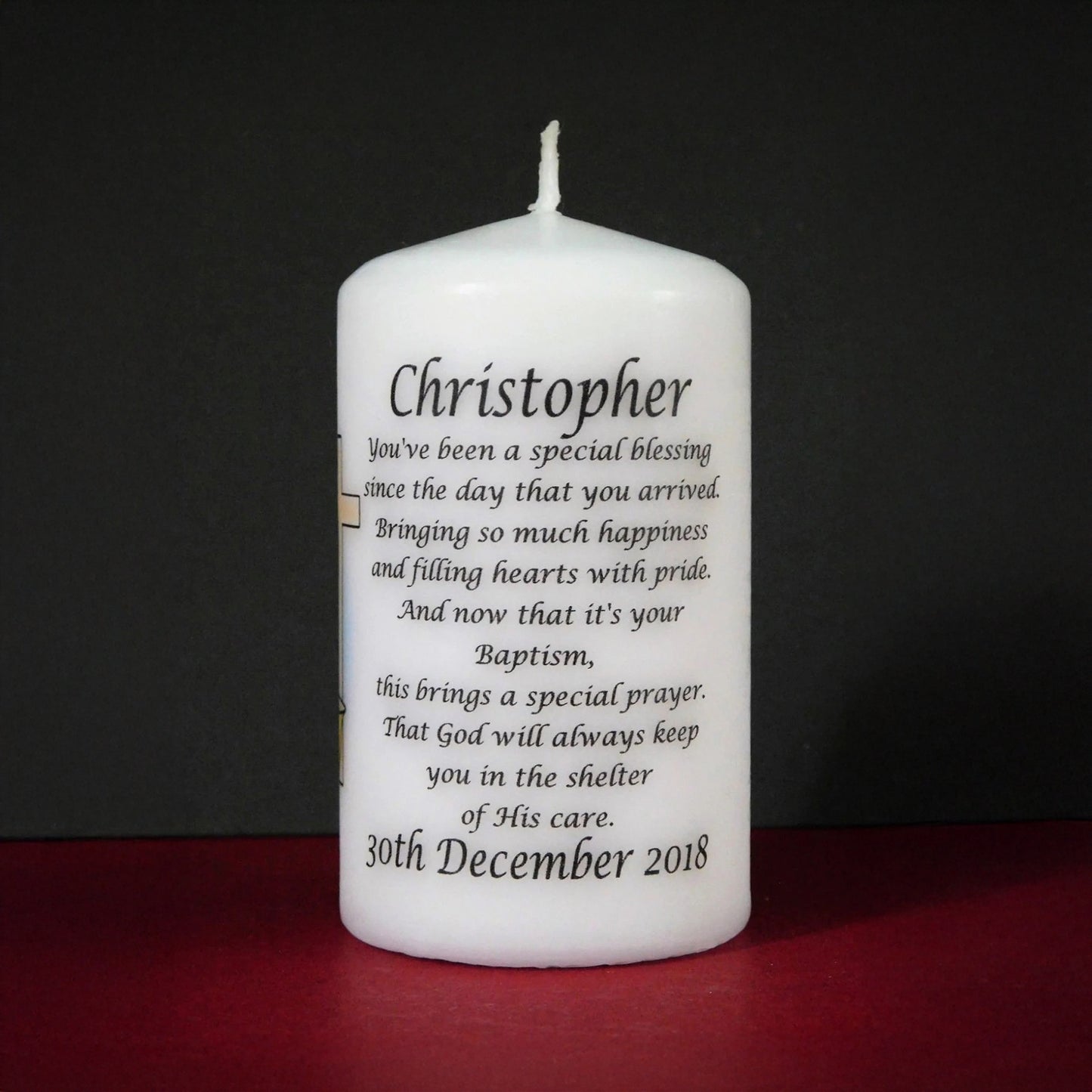 PERSONALISED CHRISTENING, BAPTISM CANDLE P043