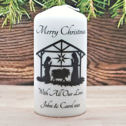 PERSONALISED NATIVITY CHRISTMAS CANDLE P020