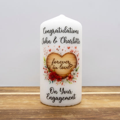 PERSONALISED 12CM VINTAGE ENGAGEMENT CANDLE P005