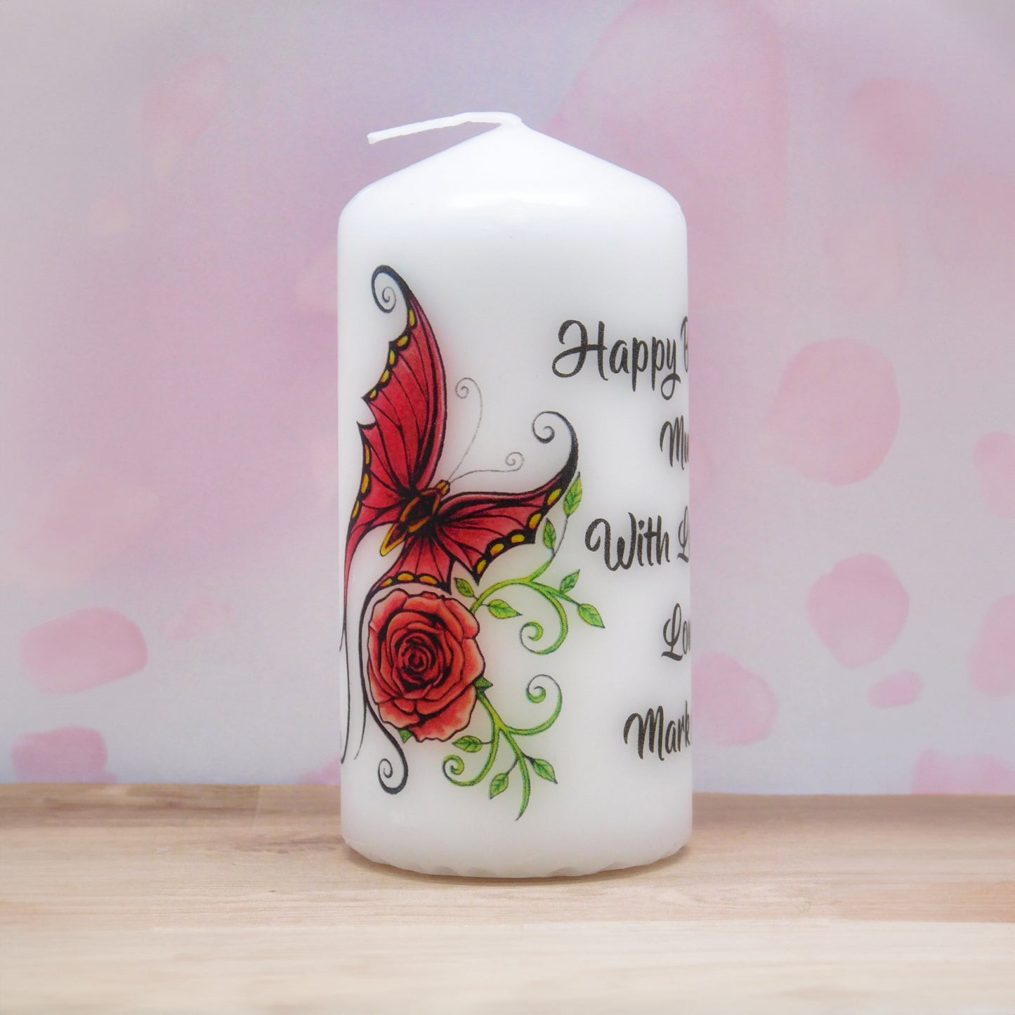 PERSONALISED BUTTERFLY CANDLE CHOICE OF 6 DESIGNS P015