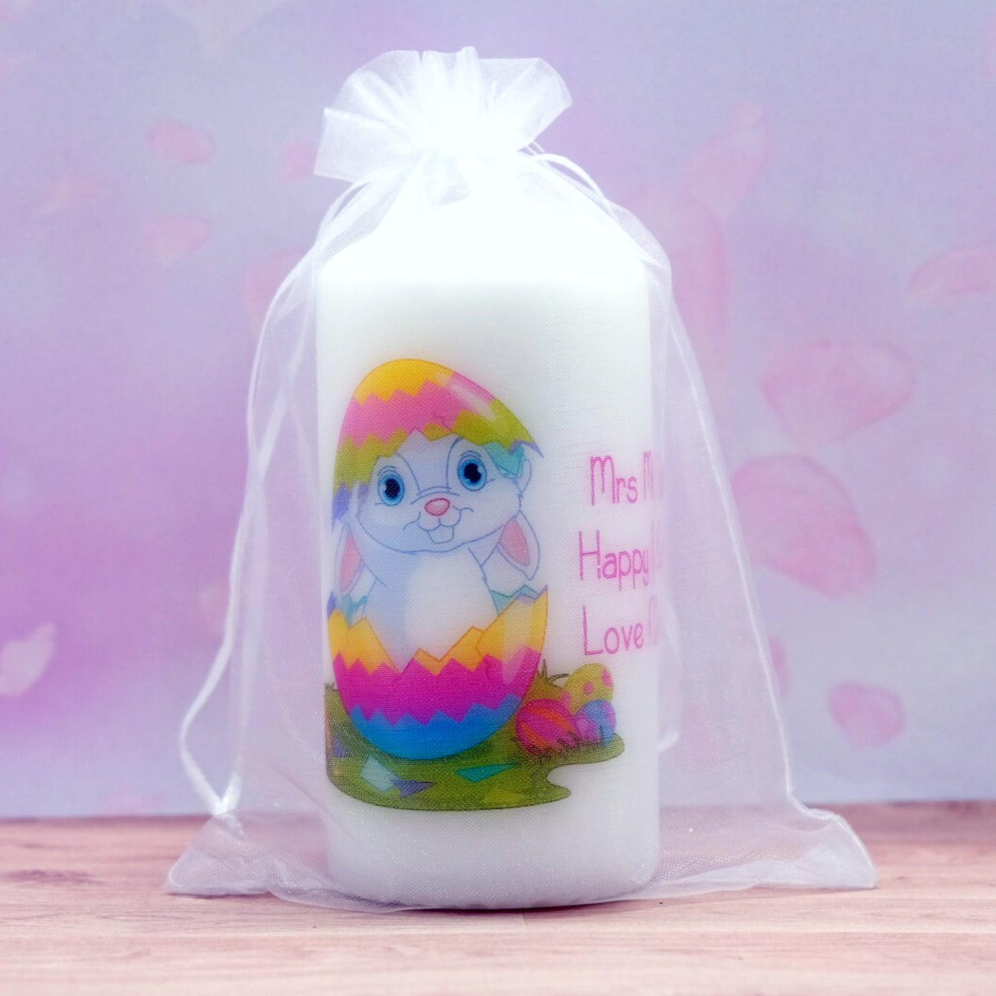 PERSONALISED EASTER CUTE BUNNY CANDLE P051