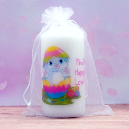 PERSONALISED EASTER CUTE BUNNY CANDLE P051