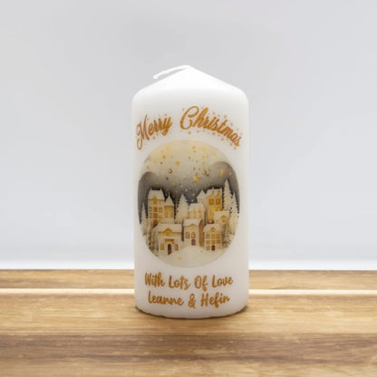 PERSONALISED GOLD TRADITIONAL CHRISTMAS CANDLE P029