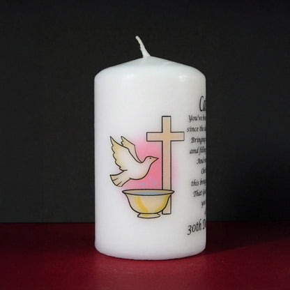 PERSONALISED CHRISTENING, BAPTISM CANDLE P043