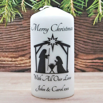 PERSONALISED NATIVITY CHRISTMAS CANDLE P020