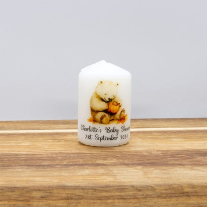PERSONALISED 6CM RUSTIC WOODLAND ANIMALS CANDLE FAVOURS M006