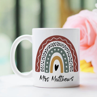 PERSONALISED BOHO RAINBOW TEACHER THANK YOU MUG MG051