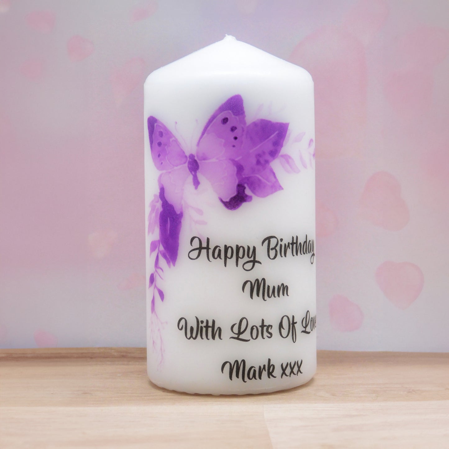 PERSONALISED BUTTERFLY CANDLE CHOICE OF 6 DESIGNS P015
