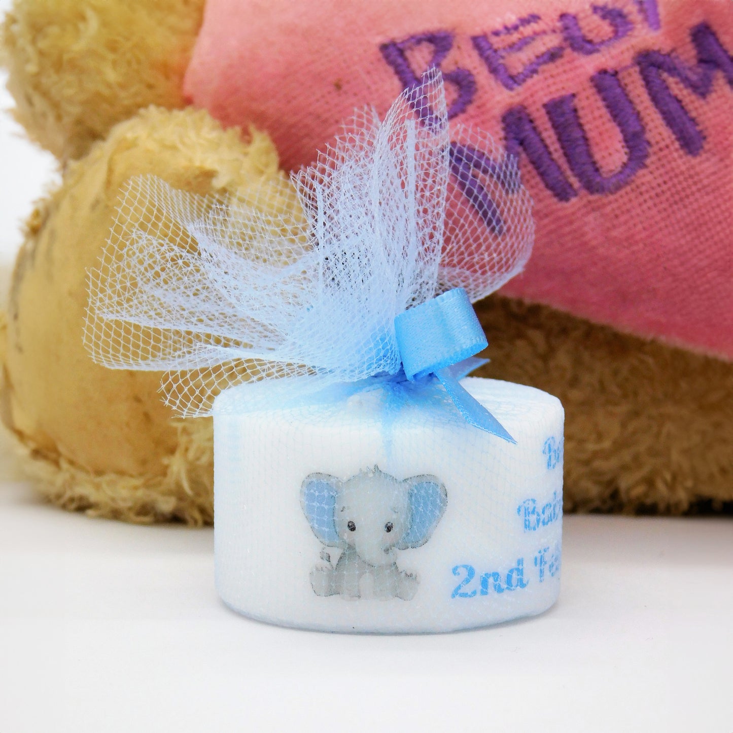 PERSONALISED PK10 ELEPHANT TEALIGHT BABY SHOWER FAVOURS TL005