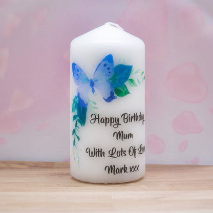 PERSONALISED BUTTERFLY CANDLE CHOICE OF 6 DESIGNS P015