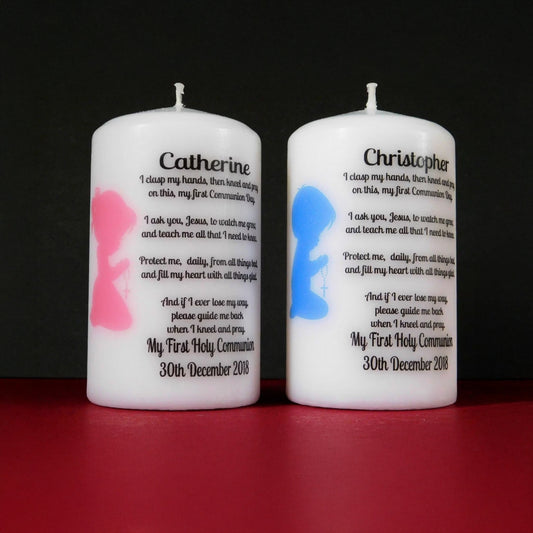 PERSONALISED 12CM HOLY COMMUNION CANDLE P013