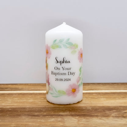 PERSONALISED RABBIT CHRISTENING CANDLE P008