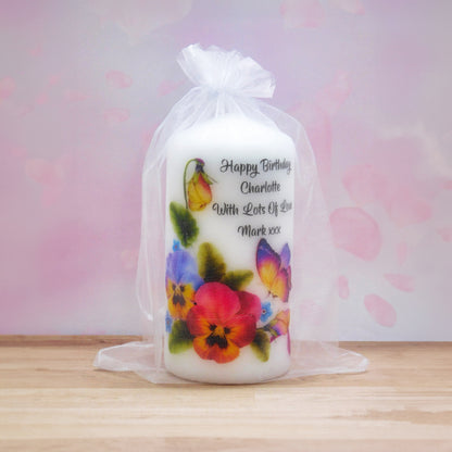 PERSONALISED BUTTERFLY CANDLE CHOICE OF 6 DESIGNS P015