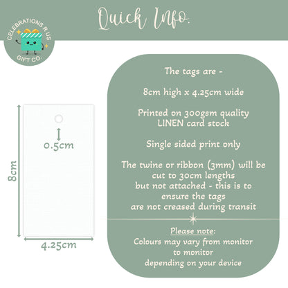 PERSONALISED DINOSAUR BIRTHDAY PARTY TAGS (PK10)