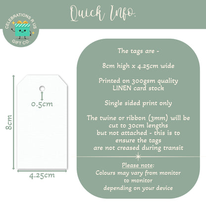 PERSONALISED WINNIE THE POOH WHITE BABY SHOWER TAGS (PK10)