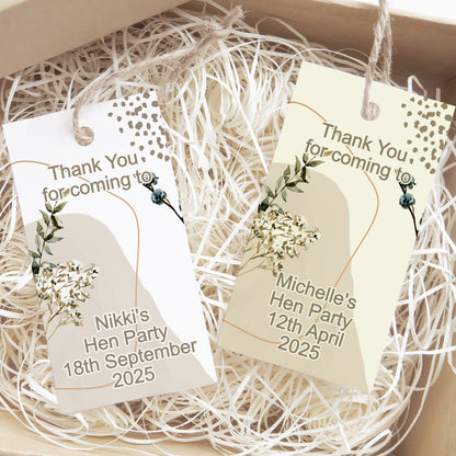 PERSONALISED PK10 BOHO HEN PARTY TAGS T071