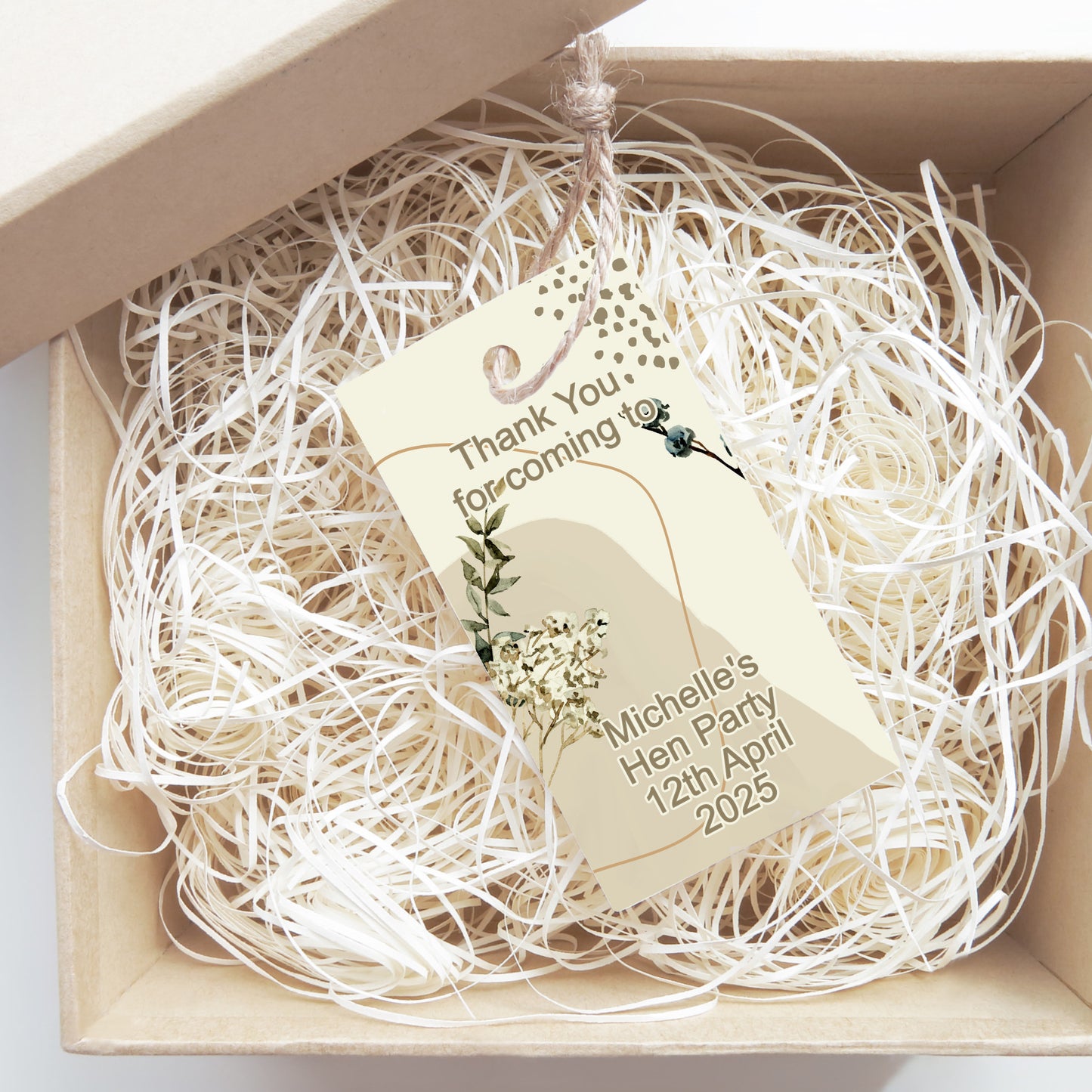 PERSONALISED PK10 BOHO HEN PARTY TAGS T071