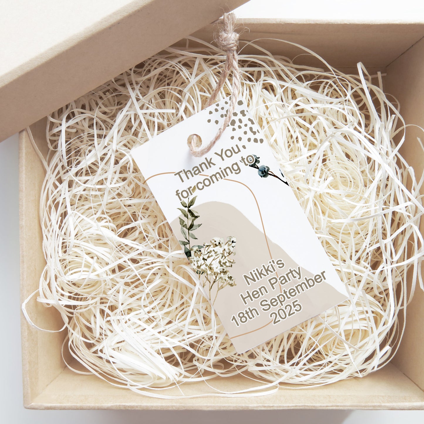 PERSONALISED PK10 BOHO HEN PARTY TAGS T071