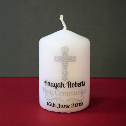 PERSONALISED 6CM CROSS CHRISTENING CANDLE FAVOURS PK10 M016