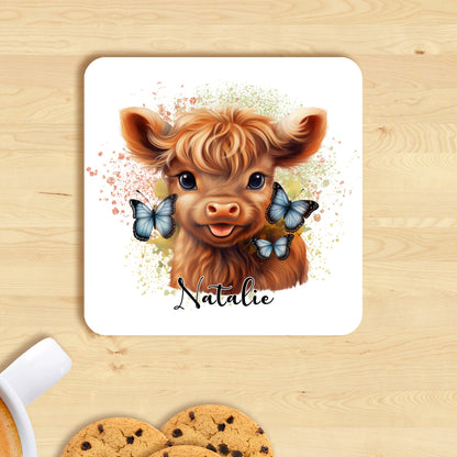 PERSONALISED HIGHLAND COW MUG AND COASTER - MG102