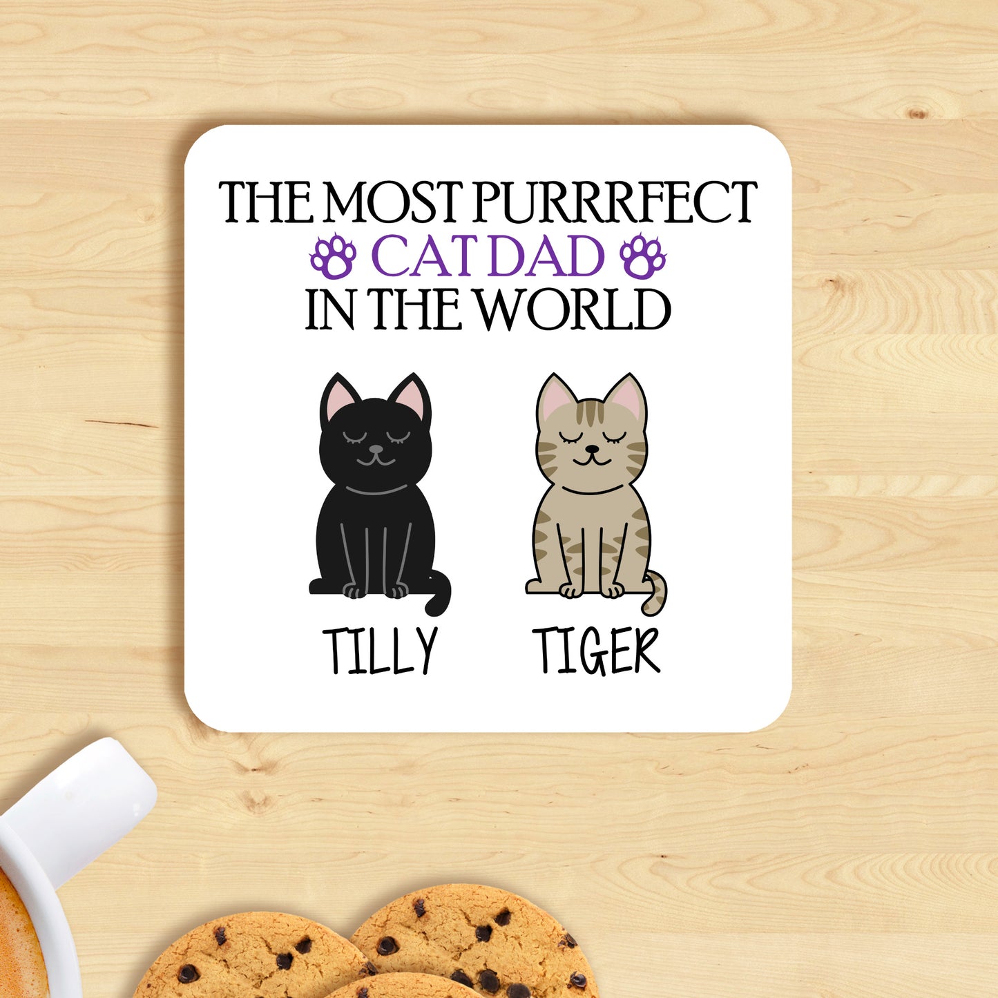 PERSONALISED PURRRFECT DAD MUG AND COASTER - MG026