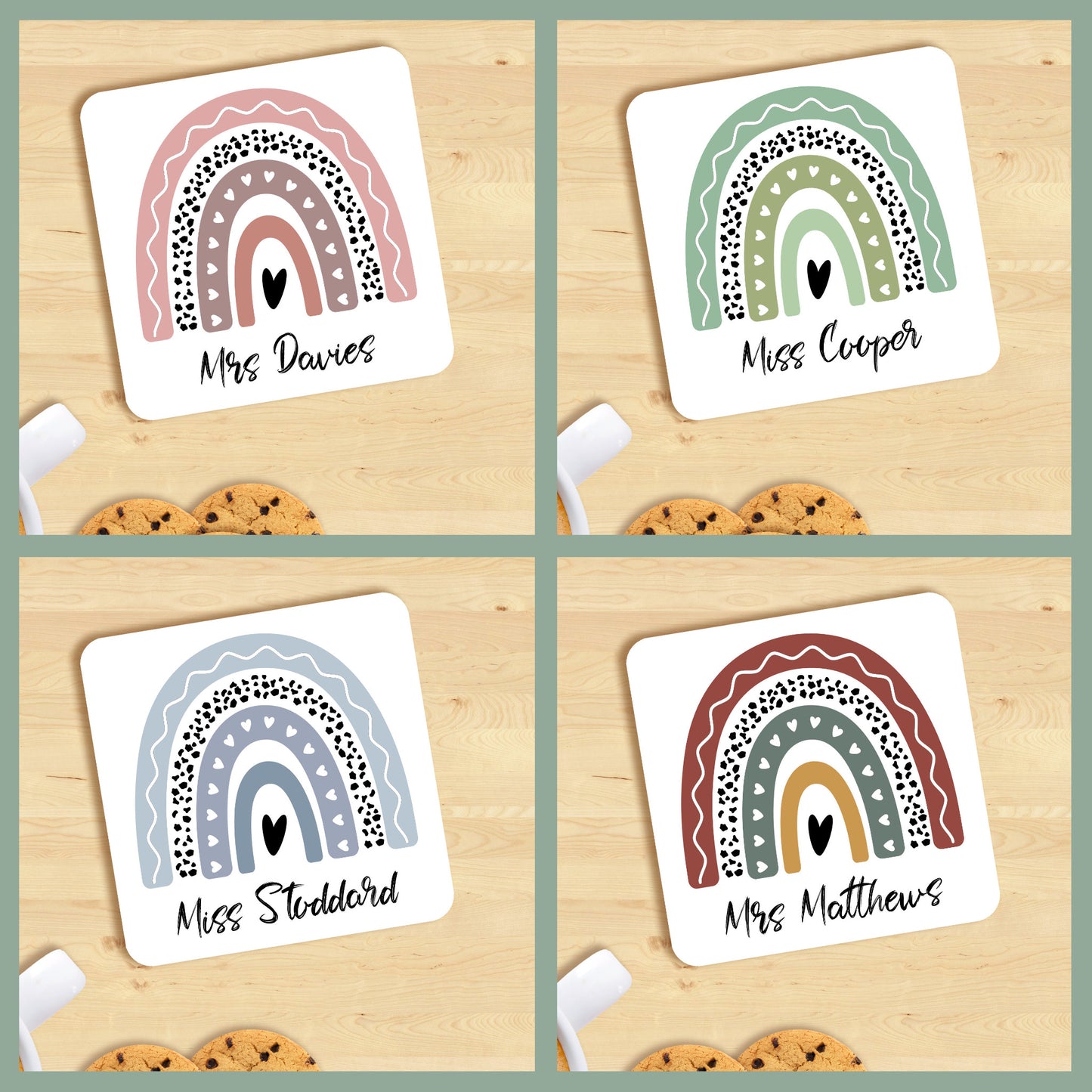 PERSONALISED BOHO RAINBOW TEACHER THANK YOU MUG MG051