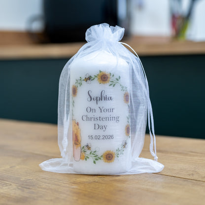 Personalised Winnie the Pooh Christening & Baptism Candle – 12cm