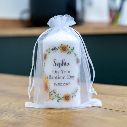 Personalised Winnie the Pooh Christening & Baptism Candle – 12cm