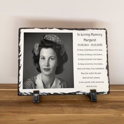 PERSONALISED MEMORIAL SLATE WITH POEM 15CM X 20 CM