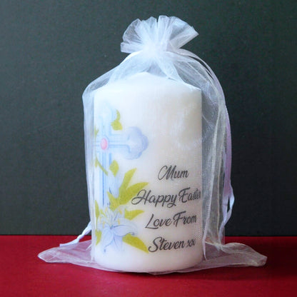 PERSONALISED ORNATE CROSS EASTER CANDLE P050