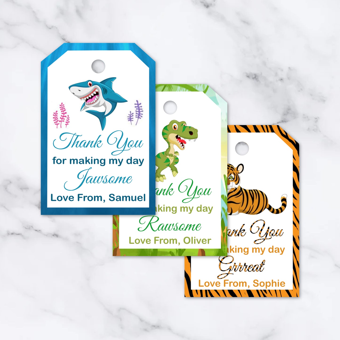PERSONALISED PK15 ANIMAL BIRTHDAY TAGS T022