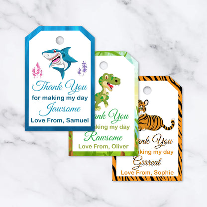 PERSONALISED PK15 ANIMAL BIRTHDAY TAGS T022