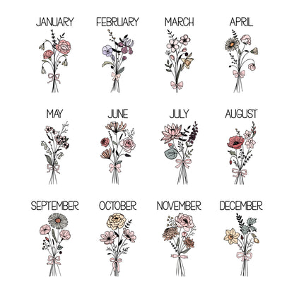 PERSONALISED LINE ART BIRTH FLOWER MUG SET