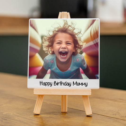 BIRTHDAY PHOTO CERAMIC PLAQUE WITH EASEL