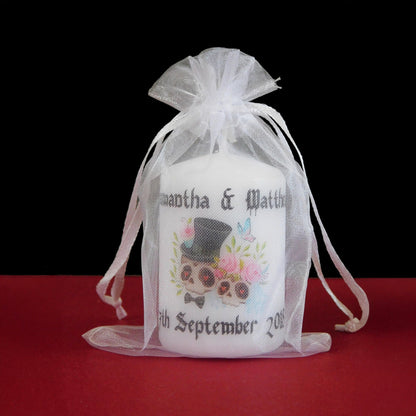 PERSONALISED 60MM SKULL WEDDING CANDLE FAVOURS PK10 - M027