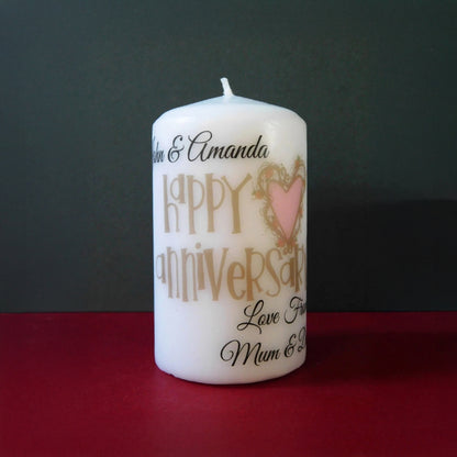 PERSONALISED VINTAGE ANNIVERSARY PILLAR CANDLE