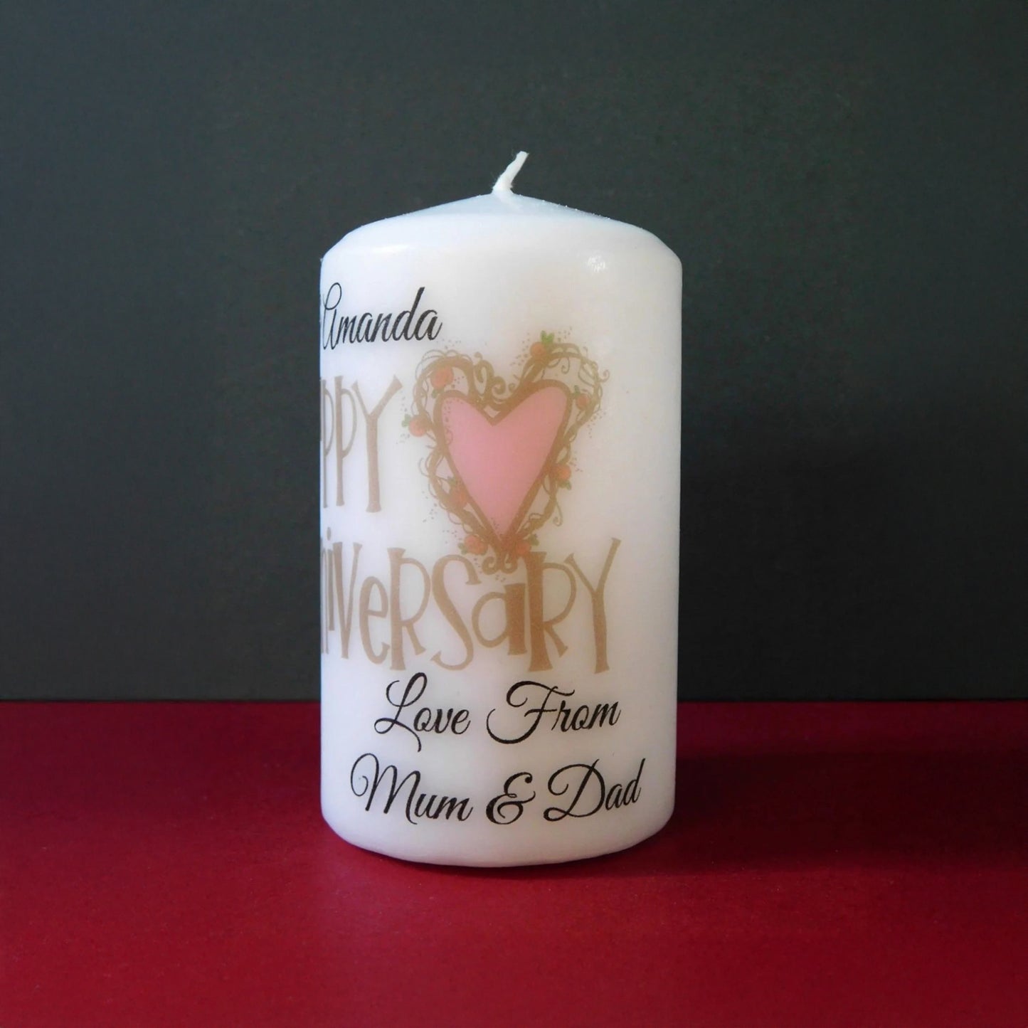 PERSONALISED VINTAGE ANNIVERSARY PILLAR CANDLE