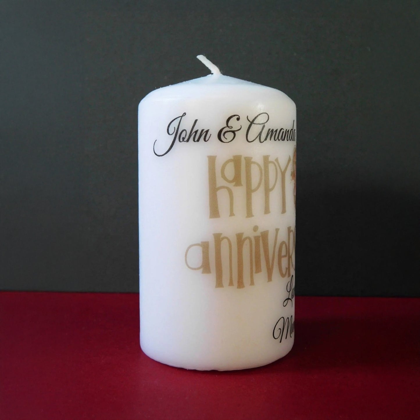 PERSONALISED VINTAGE ANNIVERSARY PILLAR CANDLE